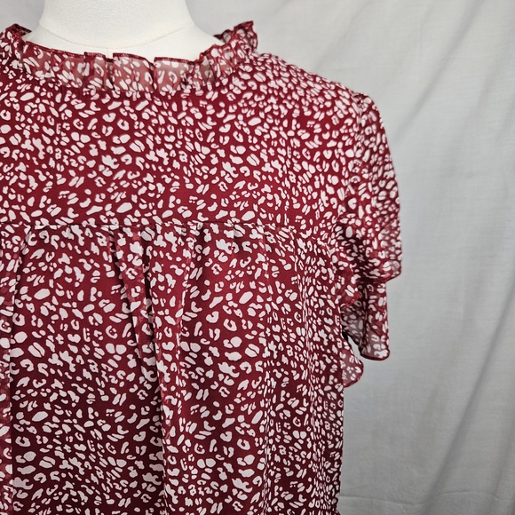 Pretty Garden Red and White Polka Dot Peplum Blouse XL Coquette Feminine Holiday - Picture 3 of 7